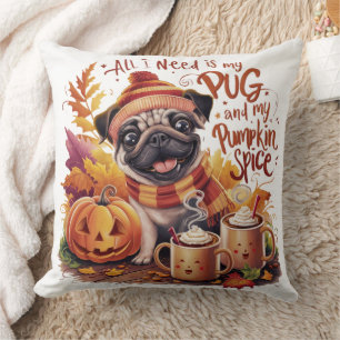 Coussin Pug et épice de citrouille Mignon