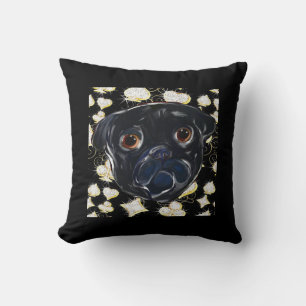 Coussin Pug noir