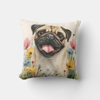 Coussin Pug Watercolor Pillow