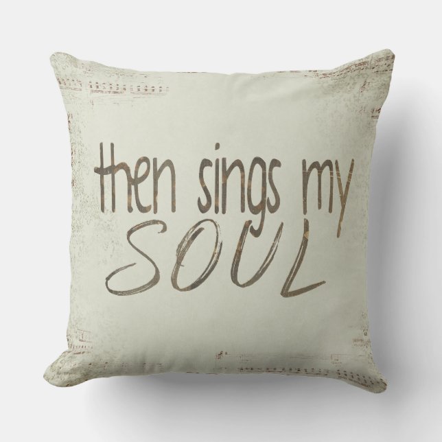 Coussin Puis chante mon âme avec des notes musicales (Recto)