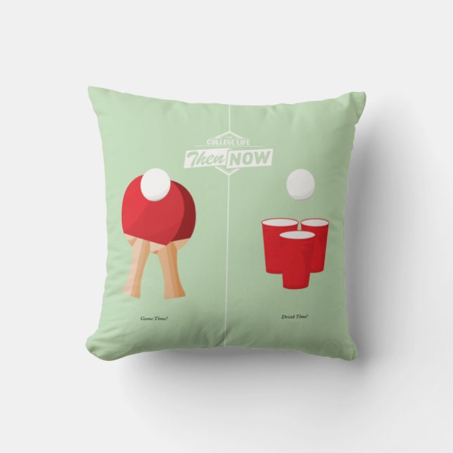 Coussin Puis et maintenant : Ping-pong (Recto)