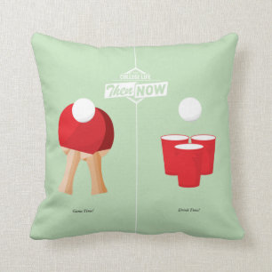 Coussin Puis et maintenant : Ping-pong