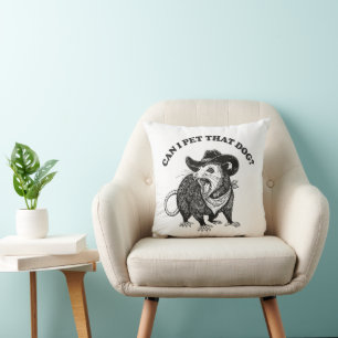 Coussin Puis-je caresser ce mème de chien drôle Opossum Am