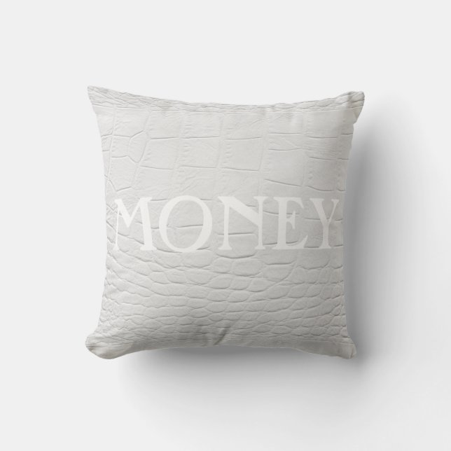 Coussin PUISSANCE de //d'ARGENT sur le cuir blanc de (Recto)