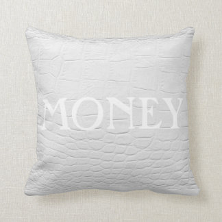 Coussin PUISSANCE de //d'ARGENT sur le cuir blanc de