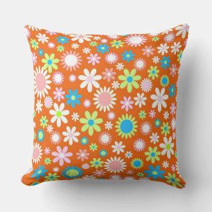 Coussin Puissance de fleurs orange