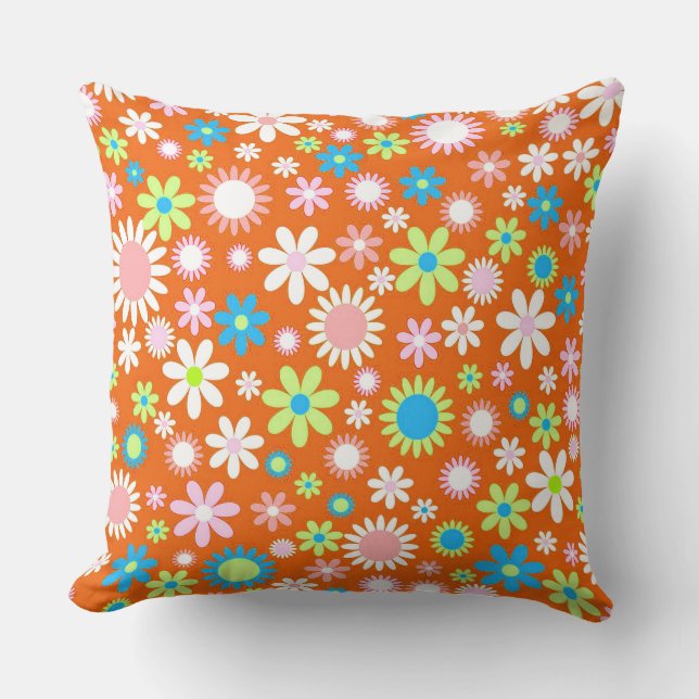 Coussin Puissance de fleurs orange (Recto)