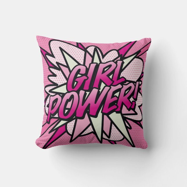 Coussin Puissance FILLE Rose Amusant Moderne Tendance Band (Recto)