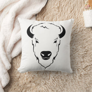 Coussin Puissance résiliente : Art de tête de buffle sauva