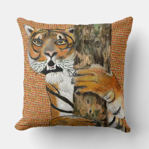 Coussin Puissant, courageux, confiant, magnifique tigre et