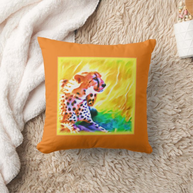 Coussin Puissant Peinture d'Animal Guépard. Acheter Mainte (Couverture)