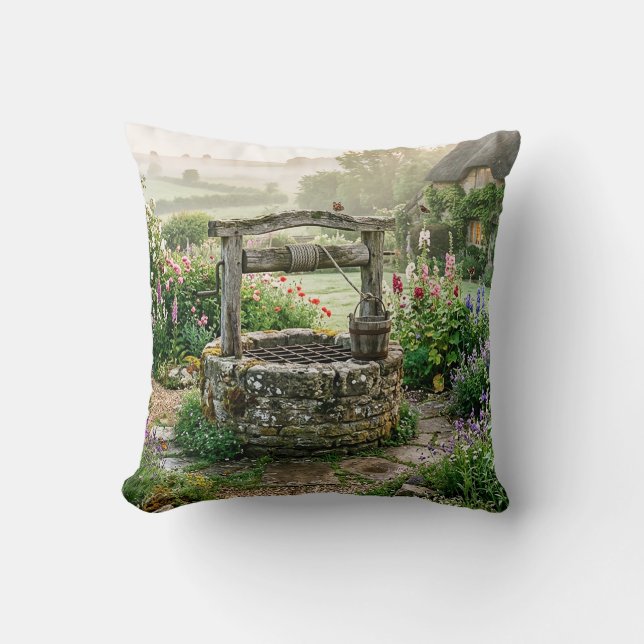 Coussin Puits de jardin de cottage (Recto)