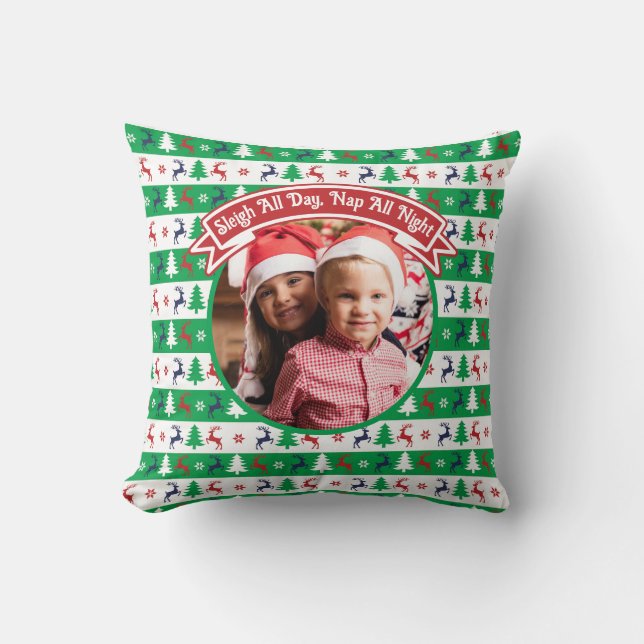 Coussin Pull de Noël laid pour photo de famille  (Recto)