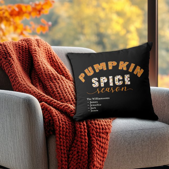 Coussin Pumpkin Spice Season Vibes Personalize Name (Créateur téléchargé)