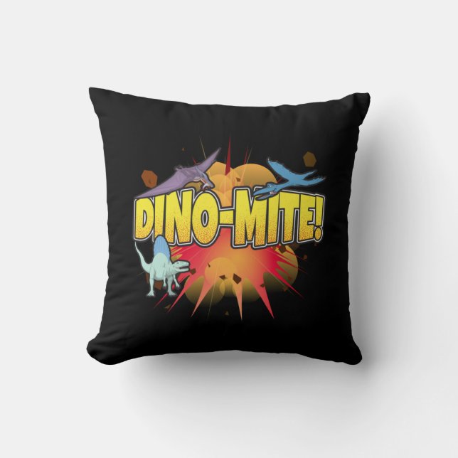 Coussin Pun Dino-mite Dinosaure Lover Dynamite (Recto)