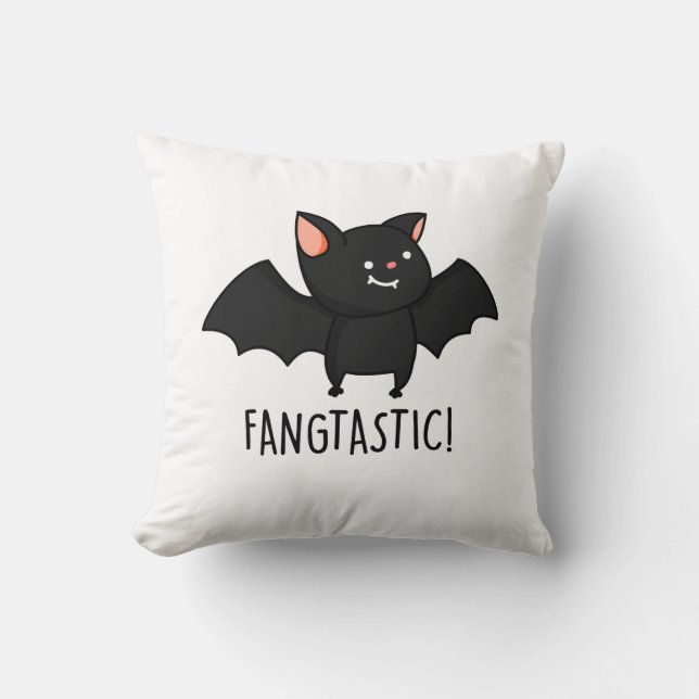 Coussin Pun Halloween drôle Fangtastique  (Recto)