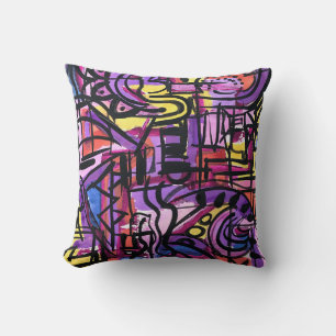 Coussin Punchbowl-Bold Coloré Peinture Manuelle Art Abstra