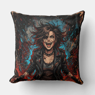 Coussin Punk Chaos Fille Explosion Art Grunge Rebelle Fe