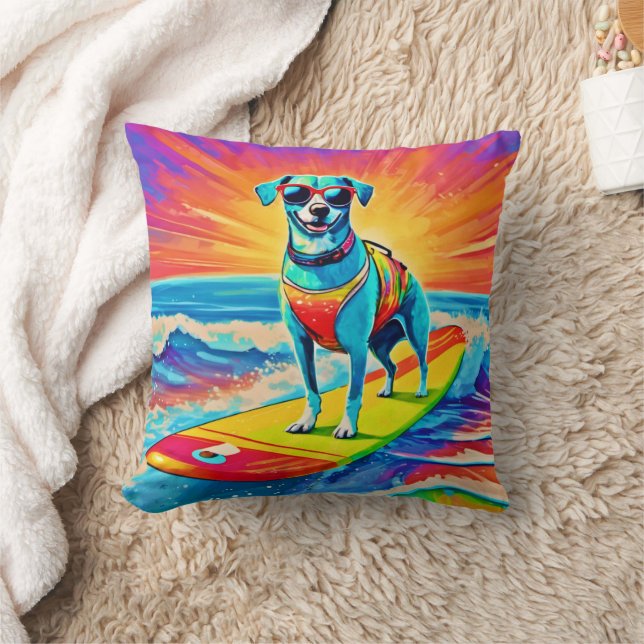 Coussin Pup de surf ensoleillé : Beach Bliss (Couverture)
