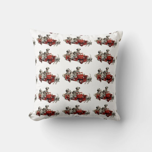 Coussin Pups dalmate avec un camion-pompier de jouets (Recto)