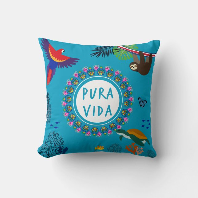 Coussin Pura Vida - Costa Rica Vie sauvage (Recto)