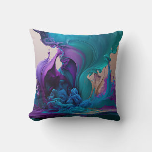 Coussin Purple Aqua Turquoise Belle Flûte Abstraite