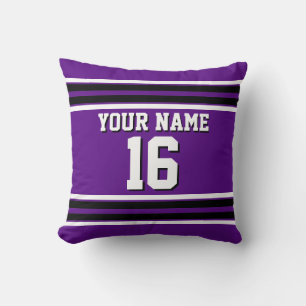 Coussin Purple Black Wht Team Jersey Numéro personnalisé N