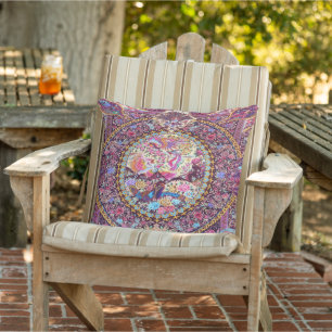 Coussin Purple Bleu Perse Floral Fleurs Peacock Patio