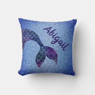 Coussin Purple Blue Parties scintillant Mermaid Queue Nom