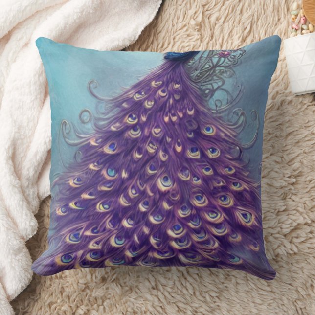 Coussin Purple et bleu, Peacock Tail Design Jeter l'oreill (Couverture)