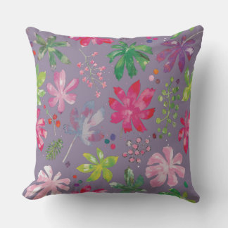 Coussin Purple Floral Pattern Pillow – Pink & Green Garden