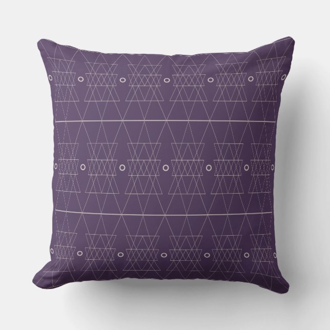 Coussin Purple Geometric Triangles Couch Pillow (Recto)