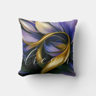 Coussin Purple & Gold Swirls Abstrait, "rêve"