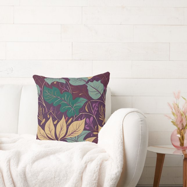 Coussin Purple Graceful Modern Leaf Print (Canapé)