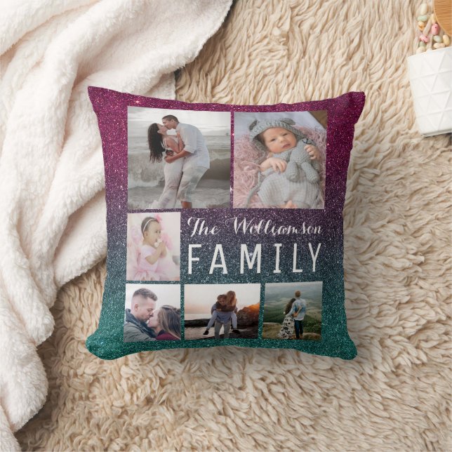 Coussin Purple Green Ombre Parties scintillant Famille Pho (Couverture)