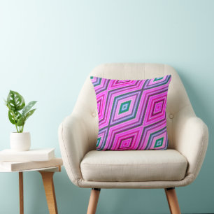 Coussin Purple Green Pastel Diamond Motif Moderne