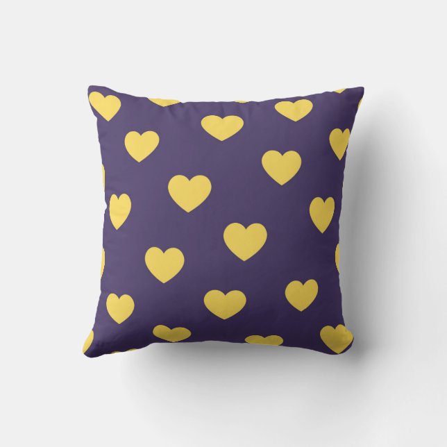 Coussin Purple Jaune Cute Cosy Moderne Romantique Coeur Ch (Verso)