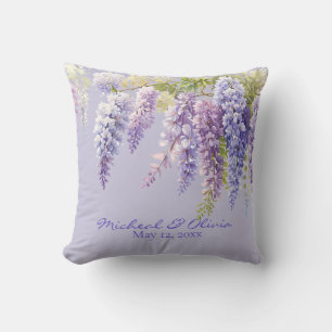 Coussin Purple lavande aquarelle glycine florale lilas