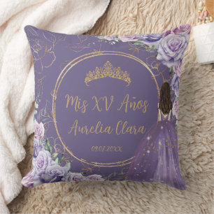 Coussin Purple Lilac Floral Princess Quinceañera Keepsaké