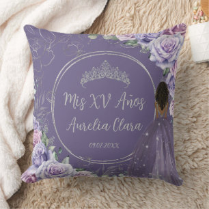 Coussin Purple Lilac Floral Princess Quinceañera Keepsaké