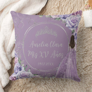 Coussin Purple Lilac Floral Princess Quinceañera Keepsaké