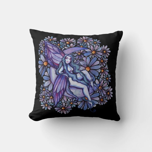 Coussin Purple LuneEnfant Fée Lune Enfant Féeries florales (Recto)