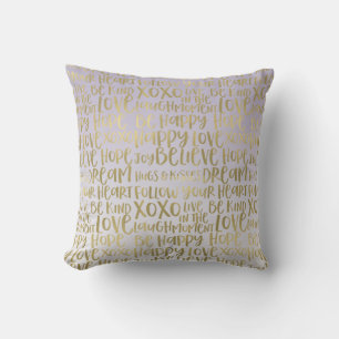 Coussin Purple Ombre Gold Mots Inspirants