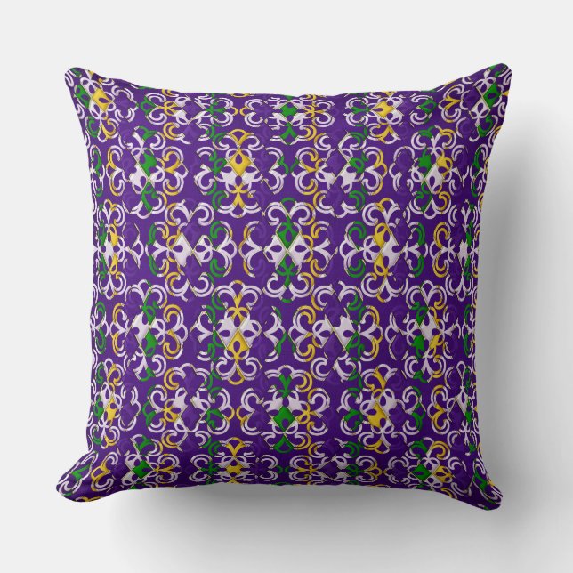 COUSSIN PURPLE OR VERT MARDI GRAS FLEUR DI LIS (Recto)