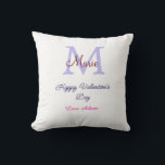 Coussin Purple pastel happy Valentine's day pink monogram<br><div class="desc">beautiful design</div>