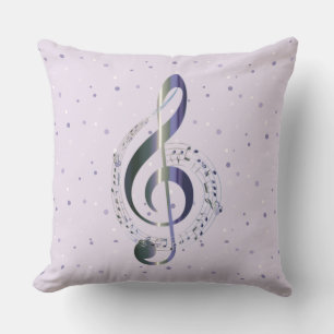 Coussin Purple Polka Dot Treble Clef Music