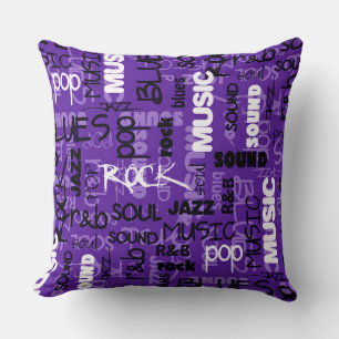 Coussin Purple Rock Pop R & B Music Texte Lancer l'oreille