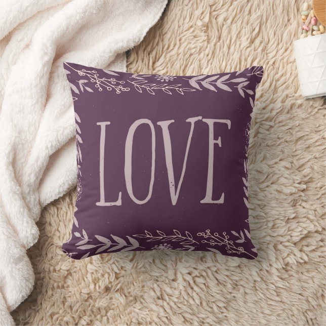 Coussin Purple Rustic Floral Amour (Couverture)