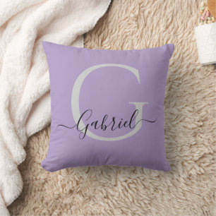 Coussin Purple Simple Monogramme Élégant