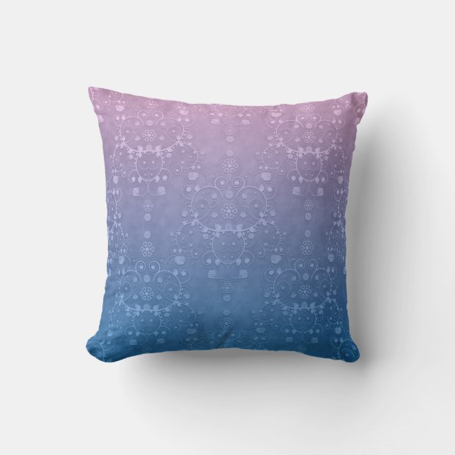 Coussin Purple to Periwinkle Floral Intricable Damask (Recto)